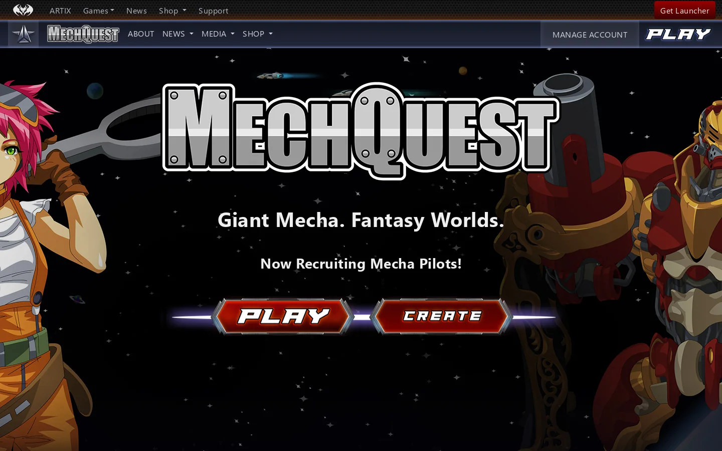 MechQuest Homepage screenshot