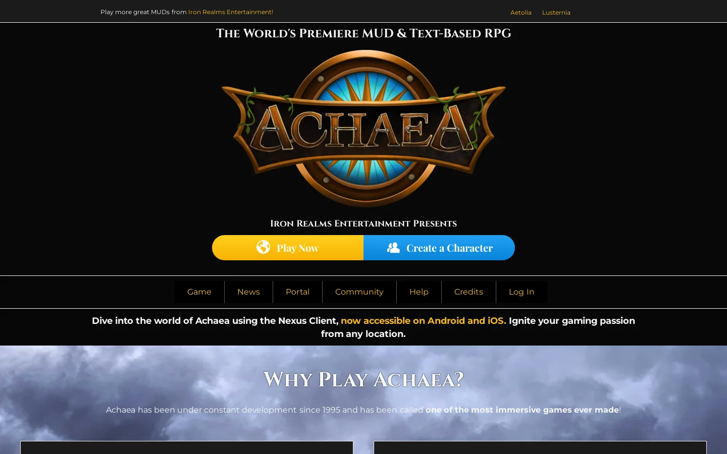 Achaea Homepage screenshot