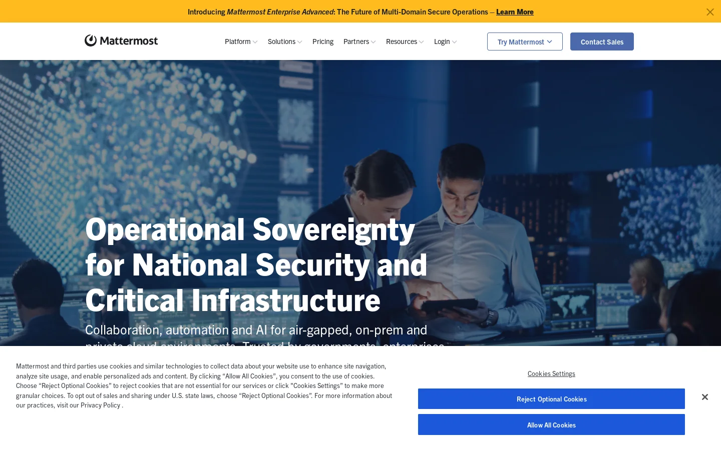 Mattermost Homepage screenshot