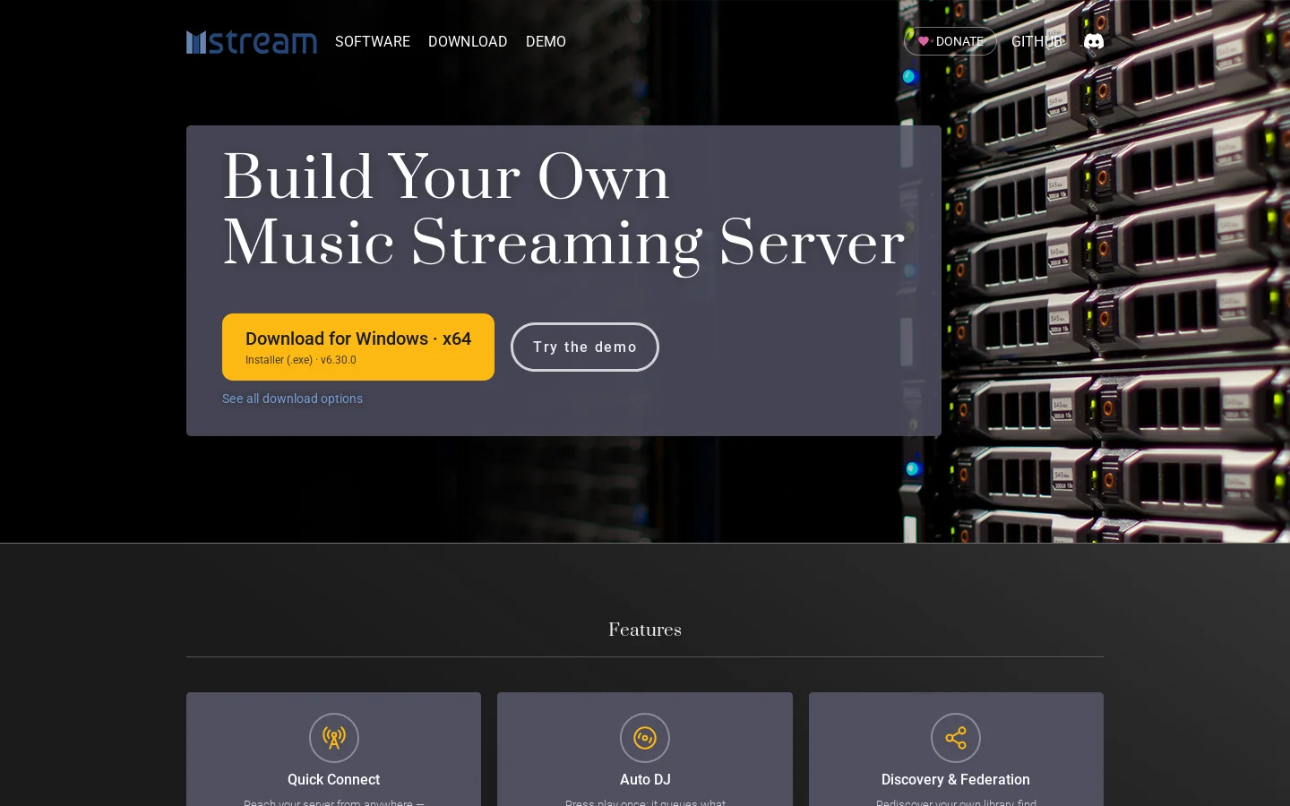 mStream Homepage screenshot
