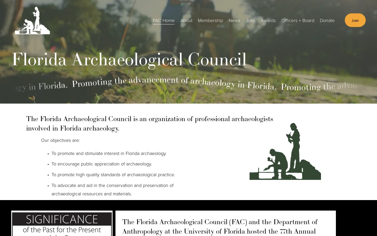 Florida Archaeological Council Homepage screenshot