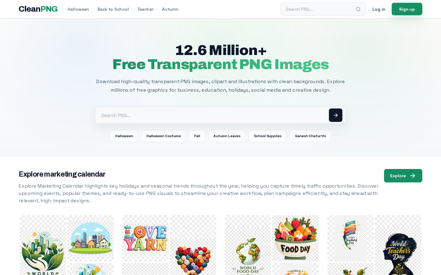 CleanPNG Homepage screenshot