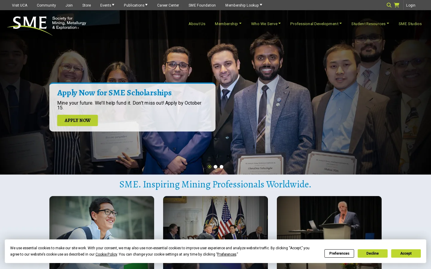 Home - Society for Mining, Metallurgy & Exploration Homepage screenshot