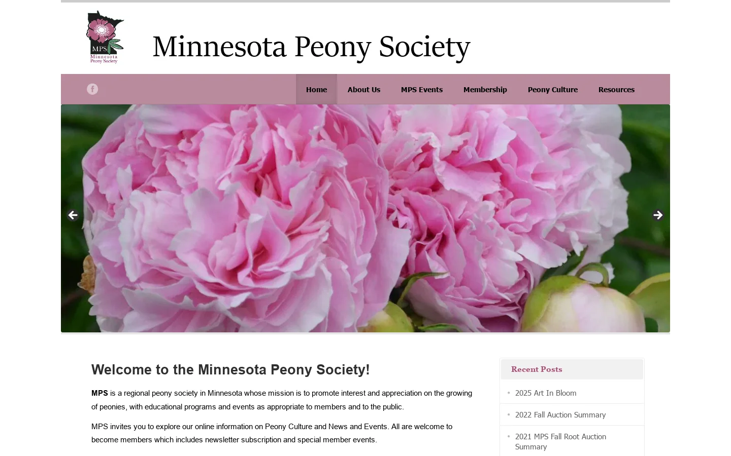 Minnesota Peony Society Homepage screenshot
