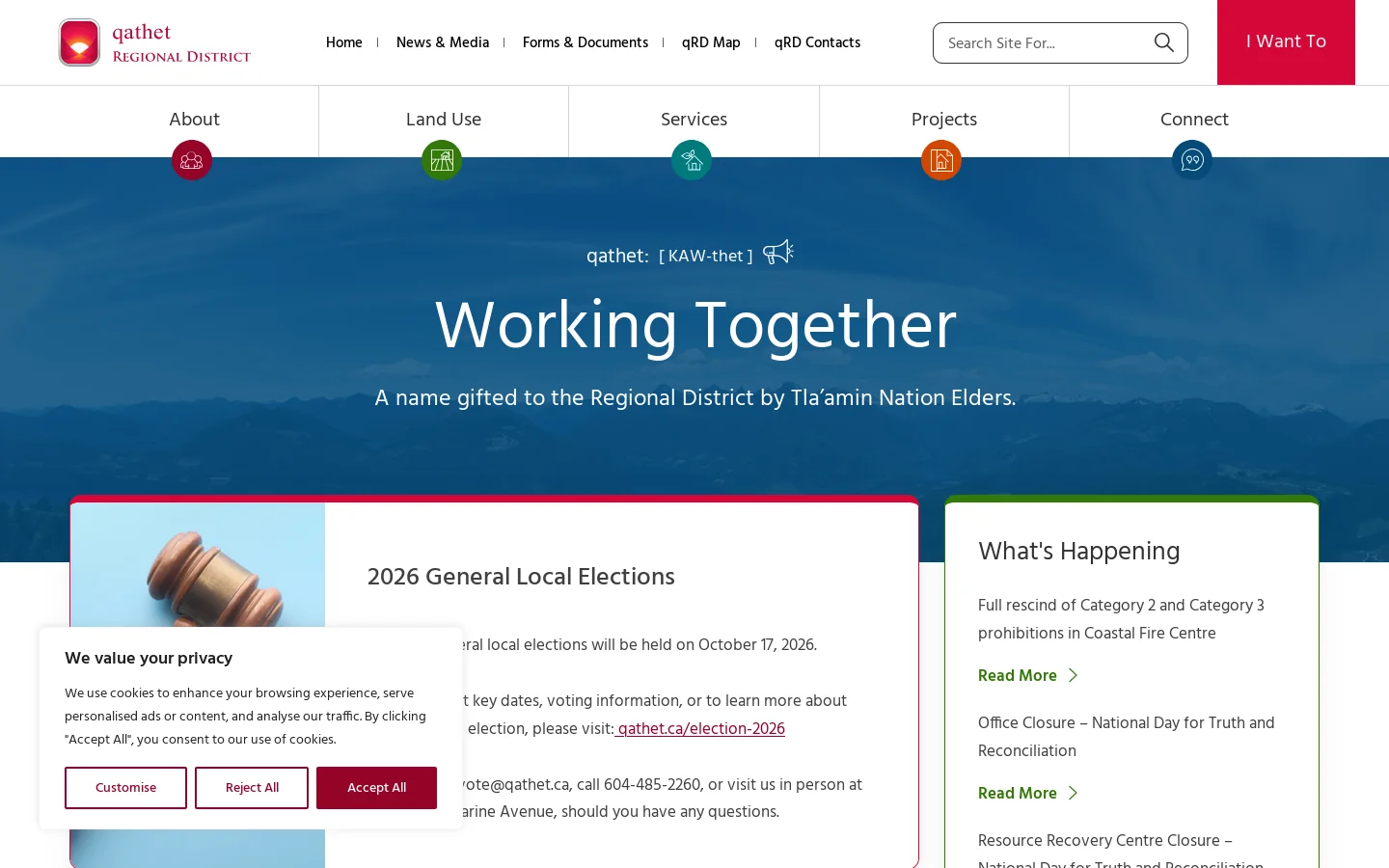 Home | Welcome to the qathet Regional District Homepage screenshot