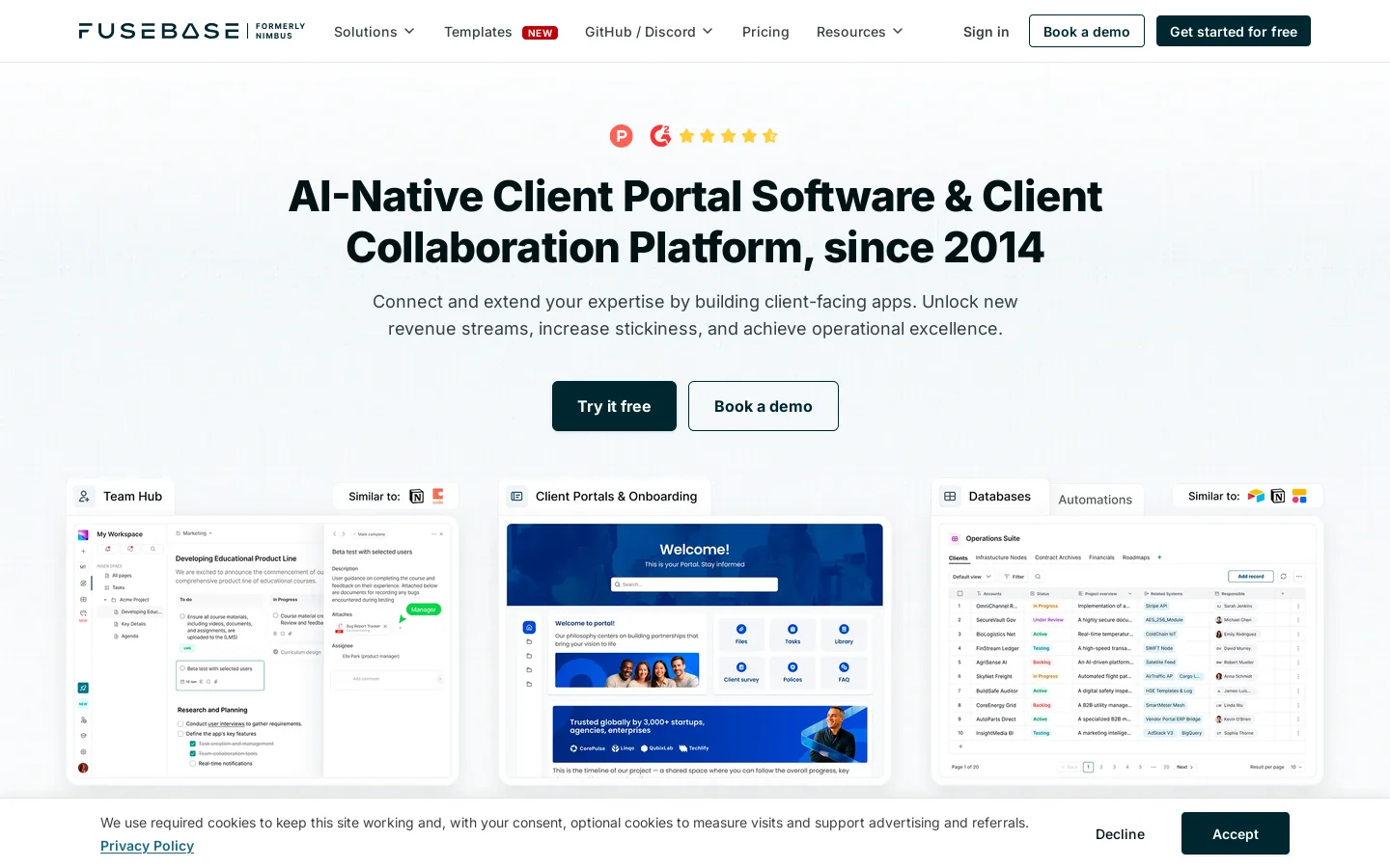 AI-Native Client Portal Software & Client Collaboration Platform Homepage screenshot