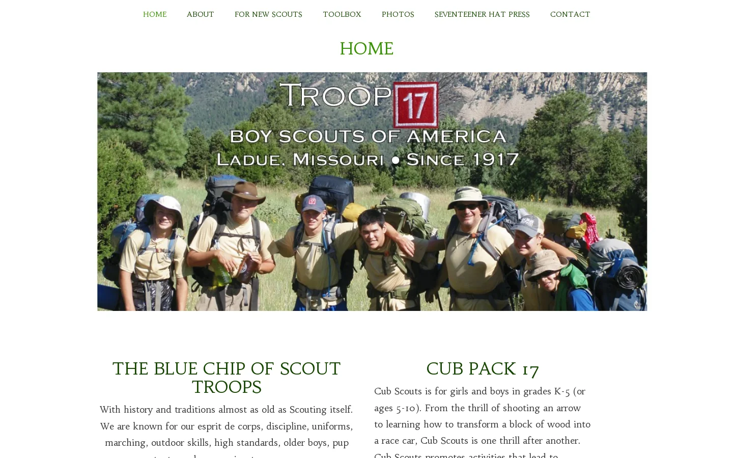 HOME | Boy Scout Troop 17 in St. Louis Homepage screenshot