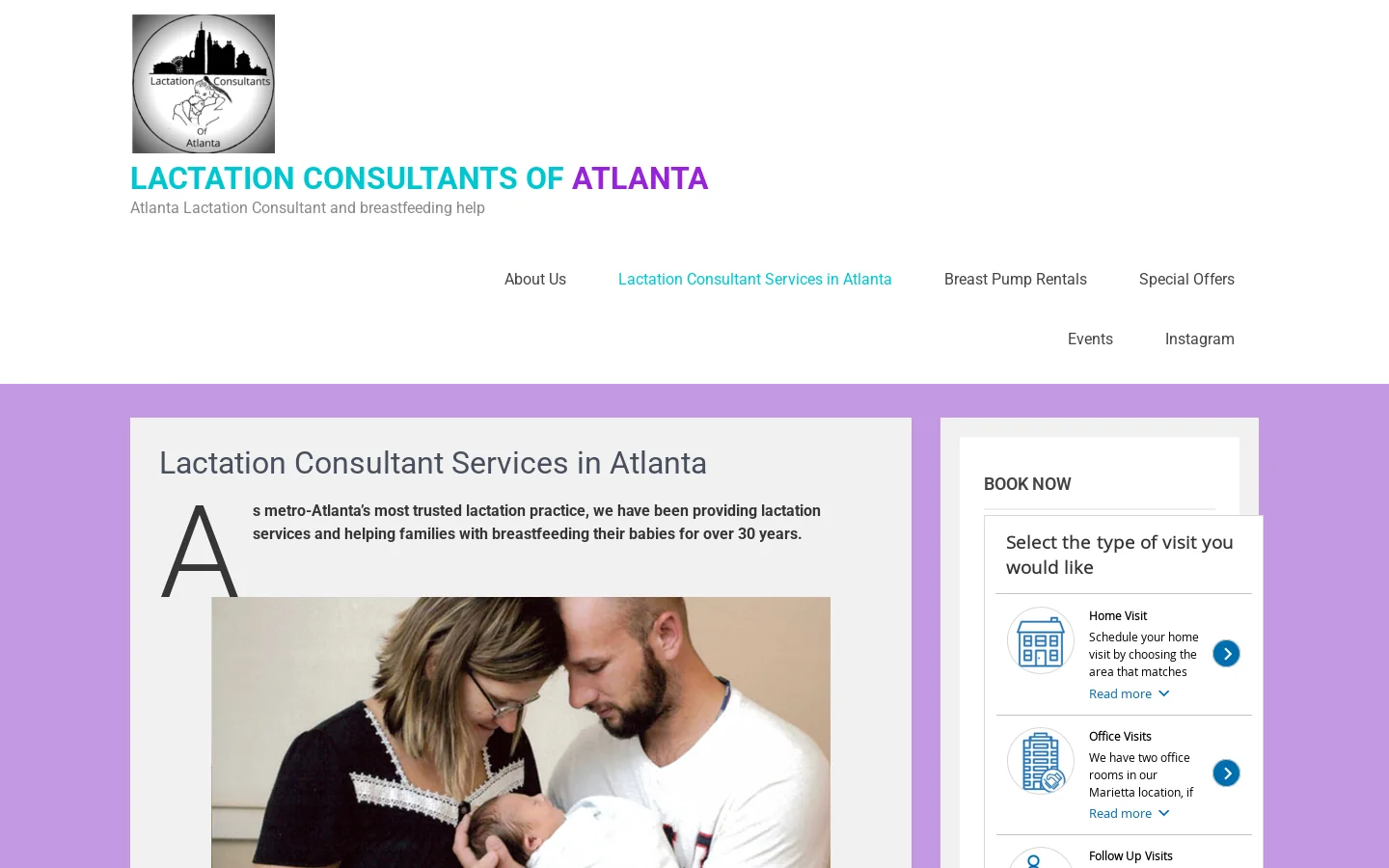 Lactation Services - Lactation Consultants of Atlanta - Atlanta Breastfeeding Help Homepage screenshot