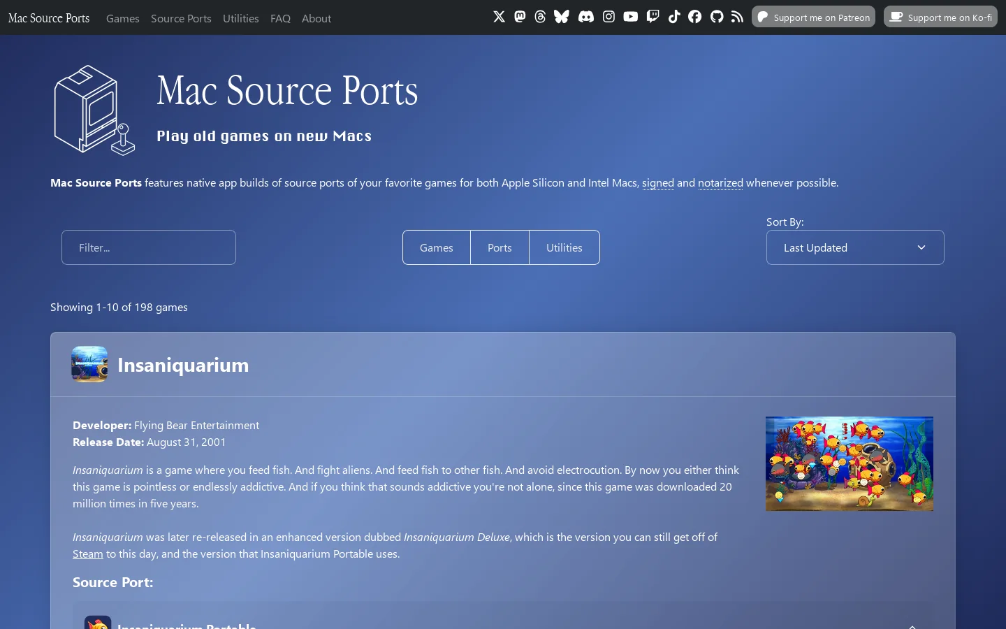 Mac Source Ports Homepage screenshot