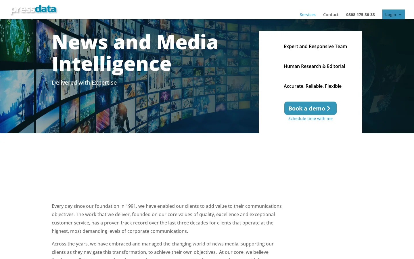 Press Data Homepage screenshot