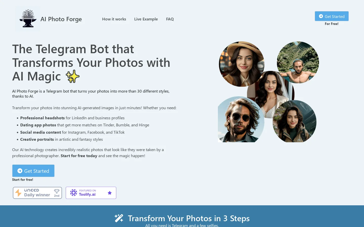 AI Photo Forge Homepage screenshot