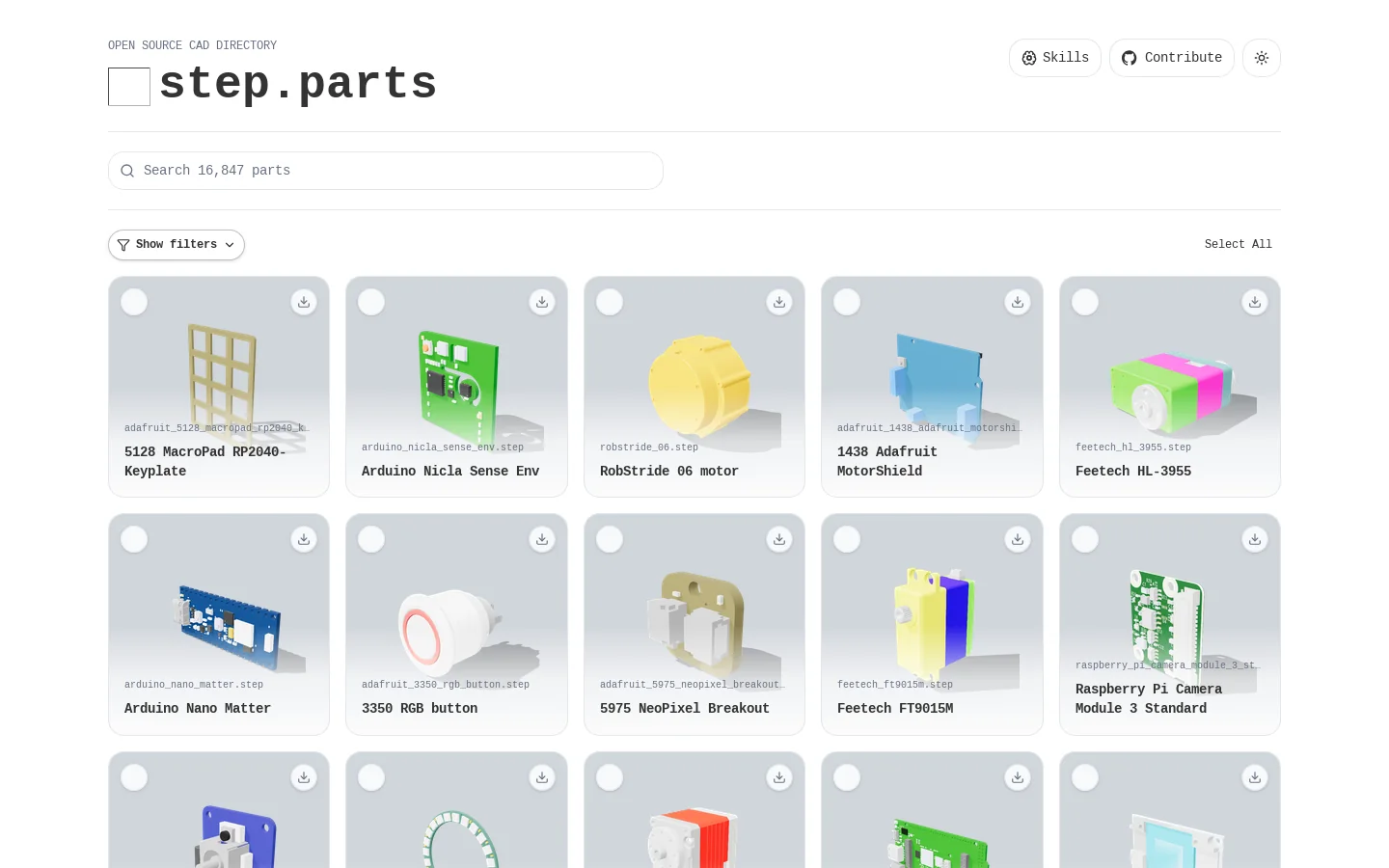 step.parts Homepage screenshot