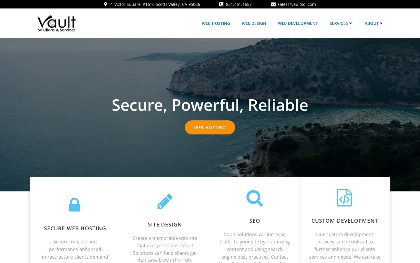 Vault Solutions and Services Homepage screenshot
