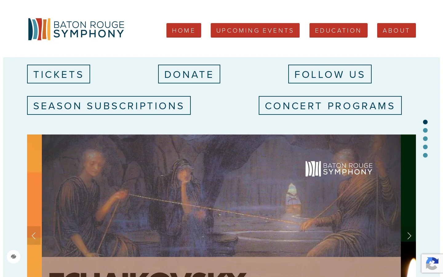 Baton Rouge Symphony Orchestra Homepage screenshot
