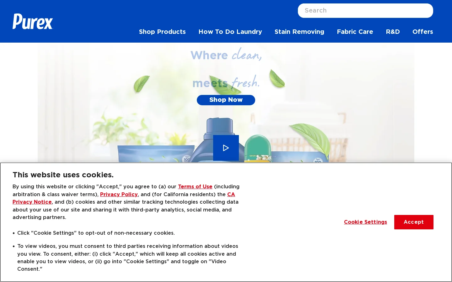 Purex® Homepage screenshot