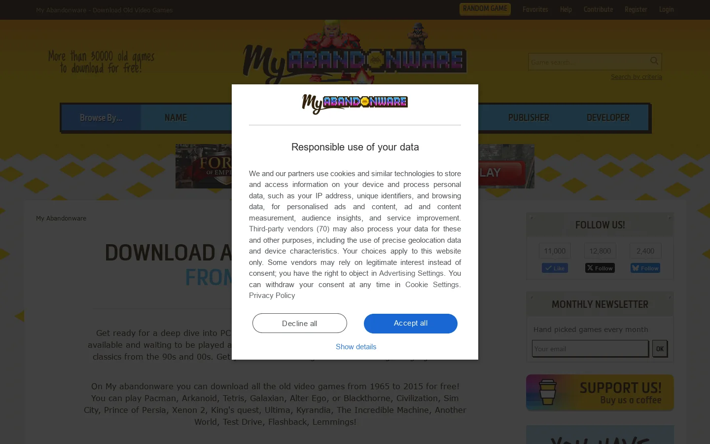 My Abandonware Homepage screenshot
