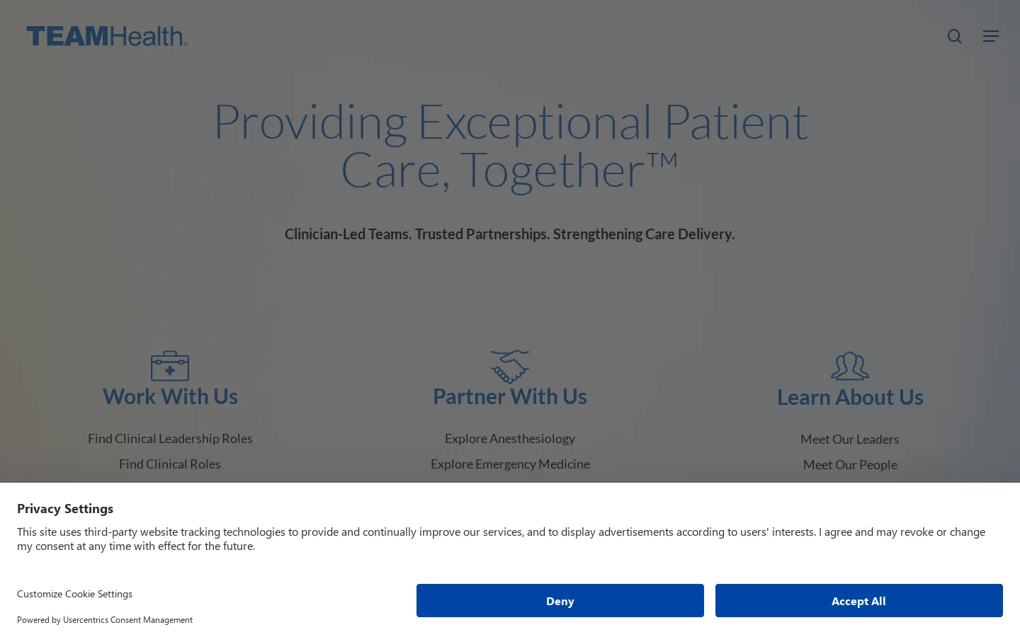 TeamHealth Homepage screenshot