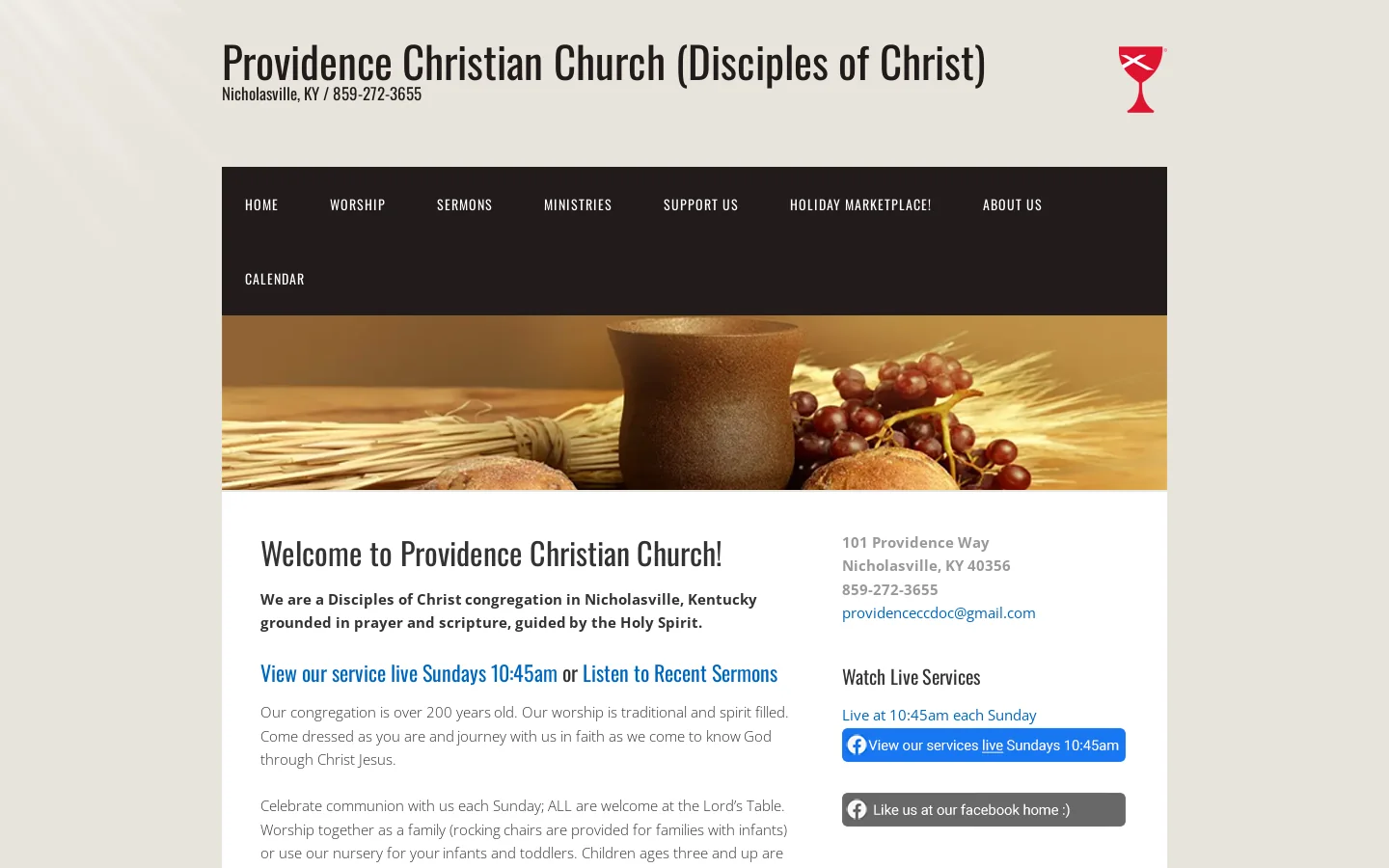 Providence Christian Church (Disciples of Christ) – Nicholasville, KY / 859-272-3655 Homepage screenshot
