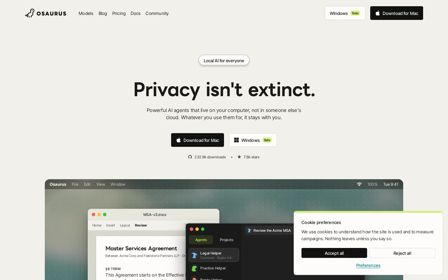Osaurus Homepage screenshot