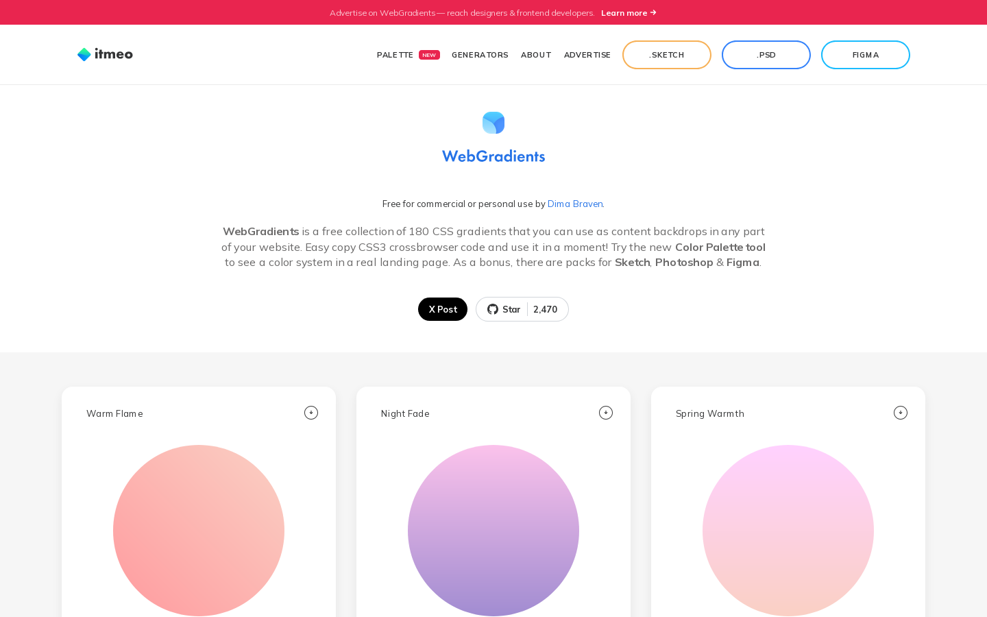 WebGradients Homepage screenshot