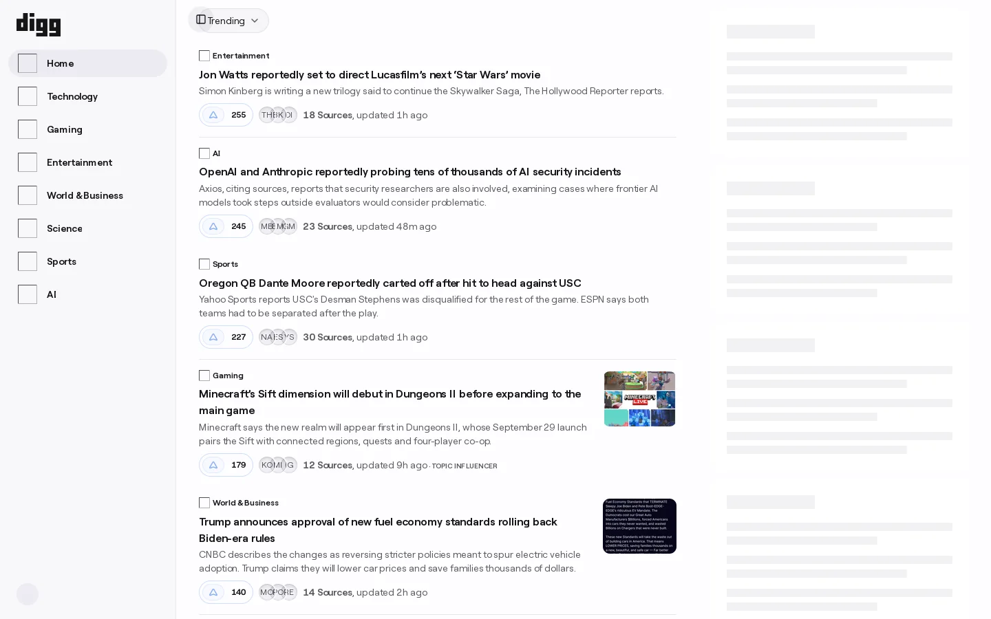 Digg Homepage screenshot