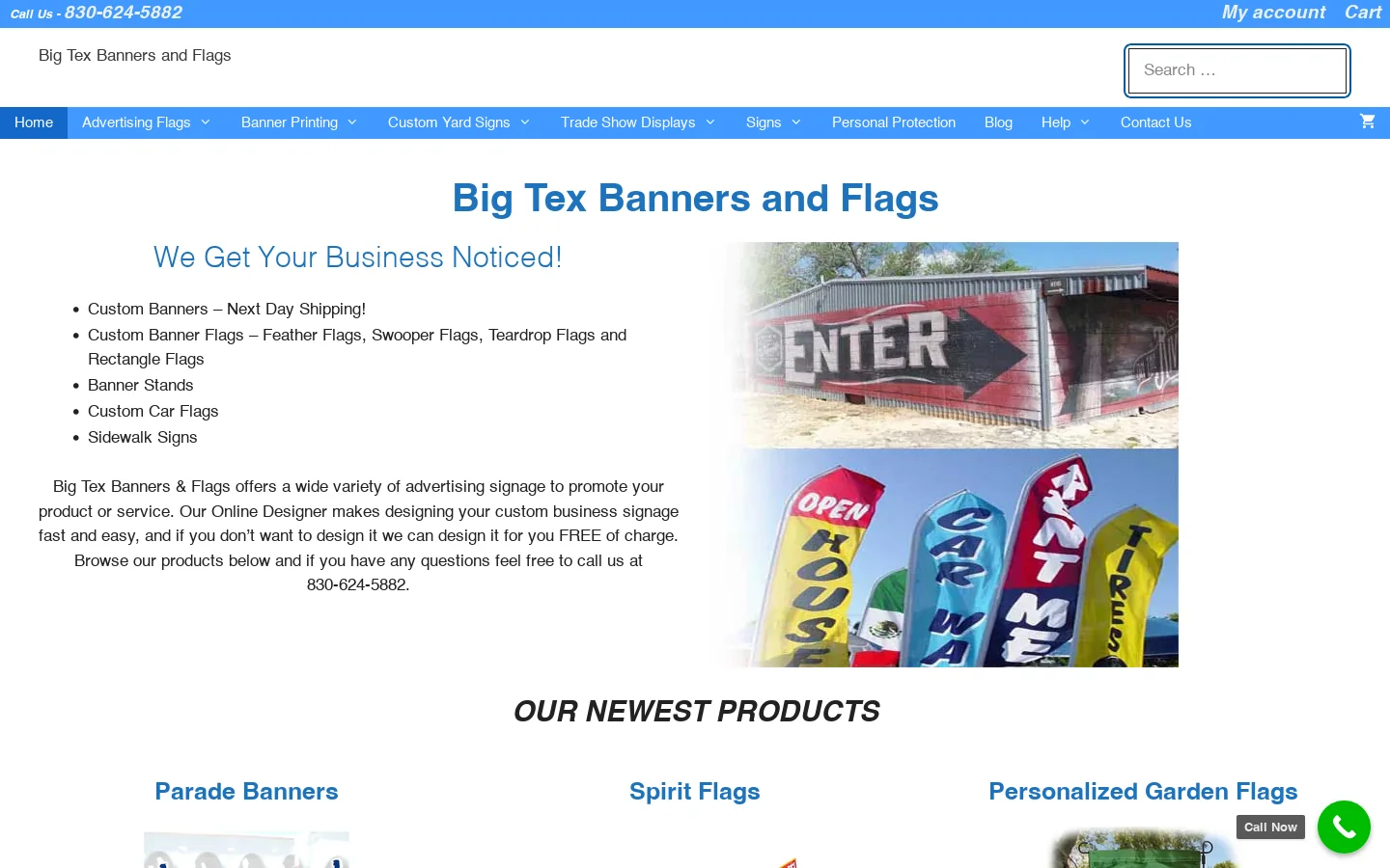 Big Tex Banners & Flags Homepage screenshot