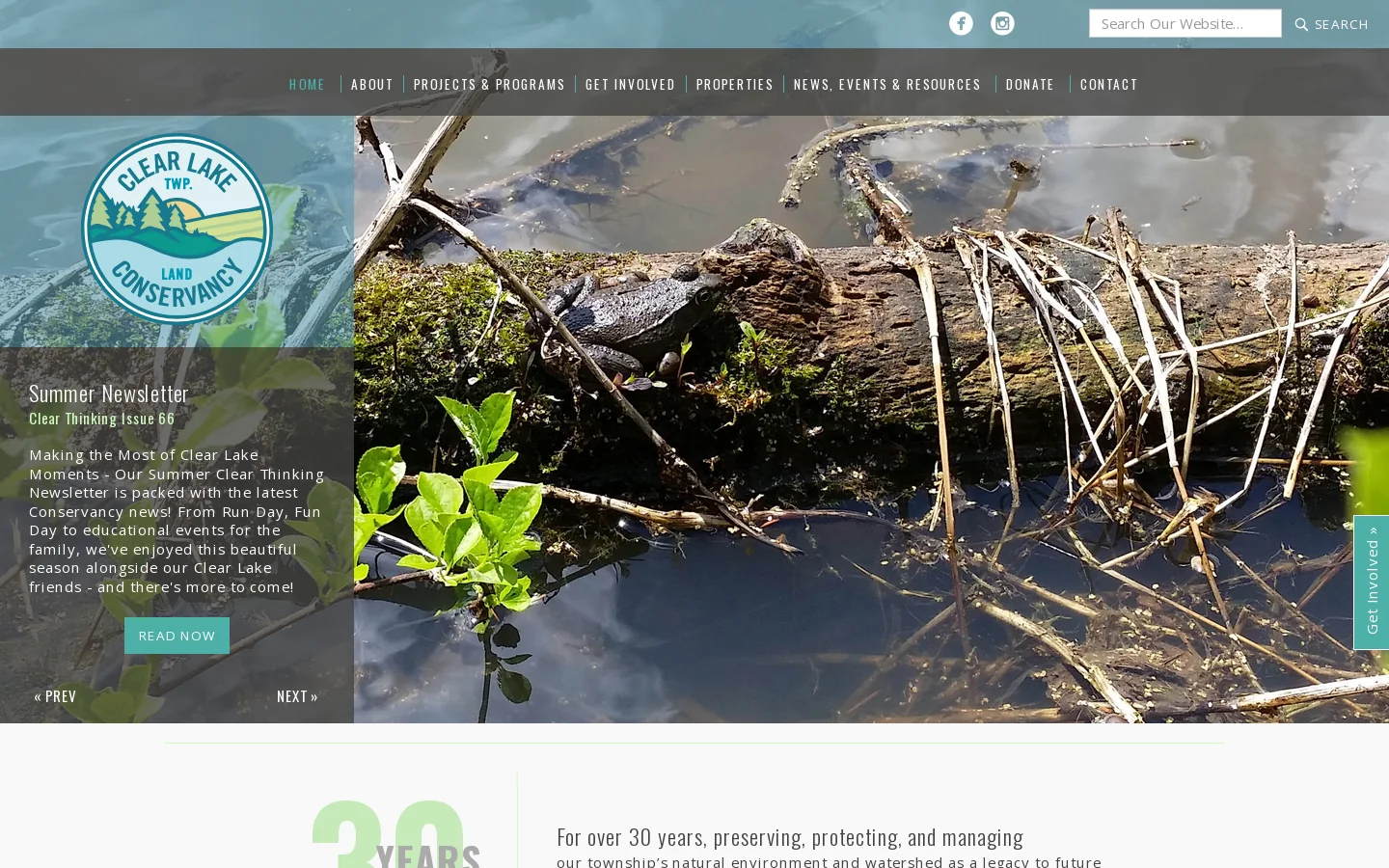 ClearLakeConservancy.org Homepage screenshot