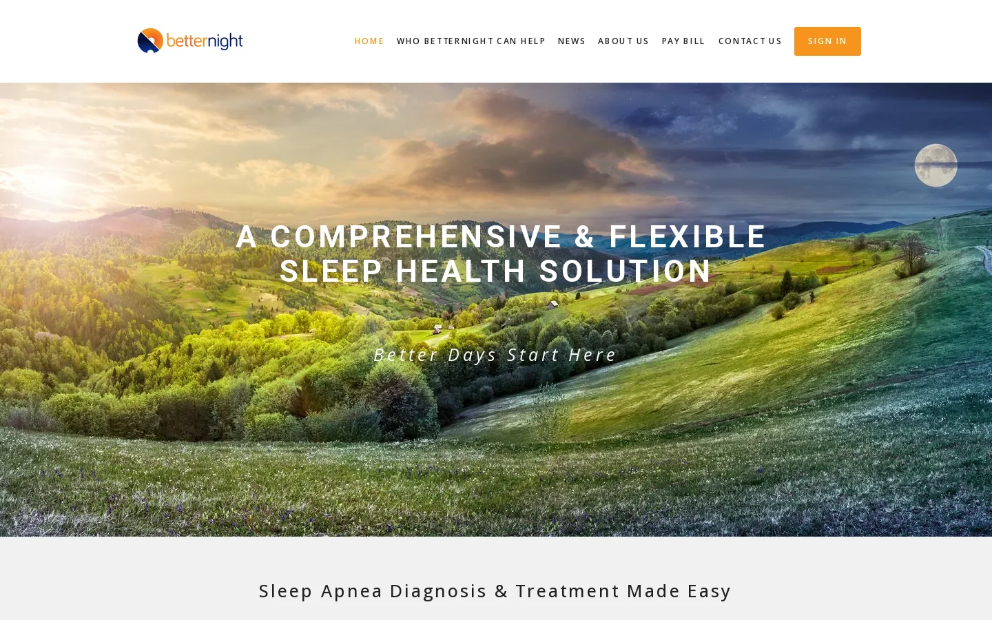 BetterNight Homepage screenshot