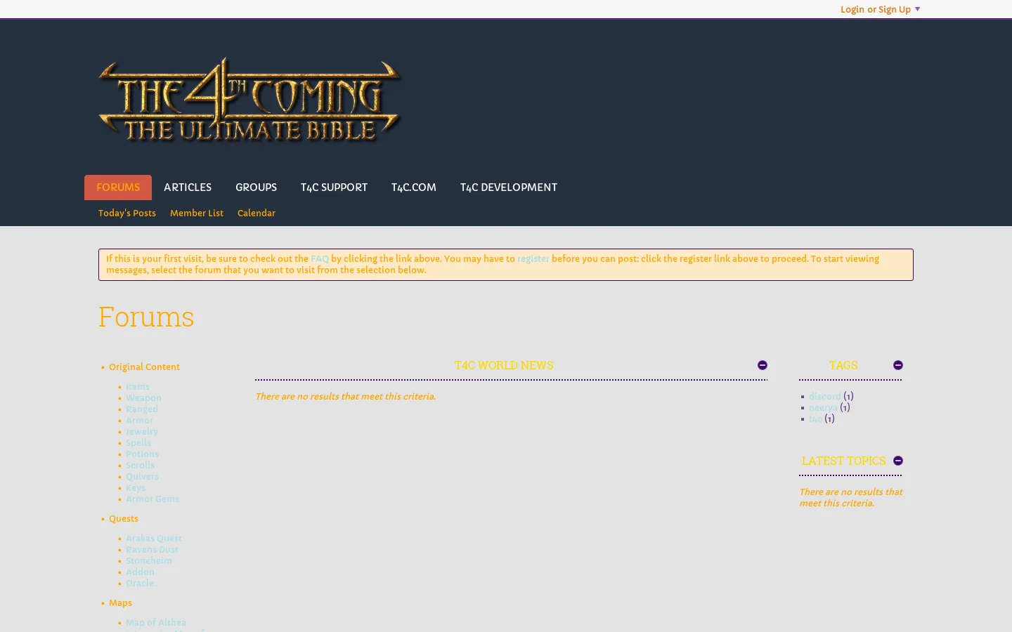 T4C Bible Homepage screenshot