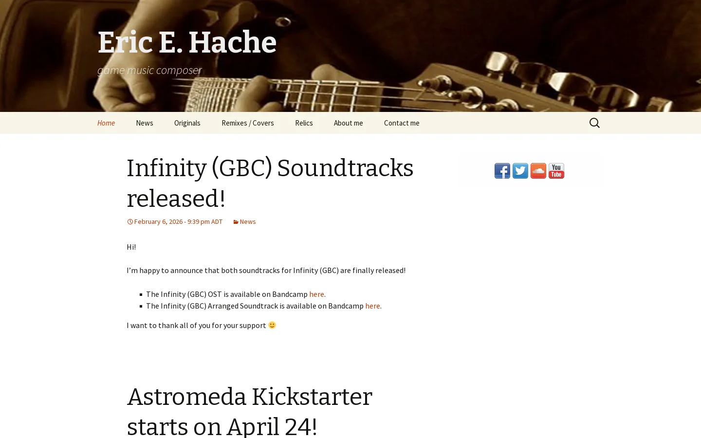 game music composer Homepage screenshot