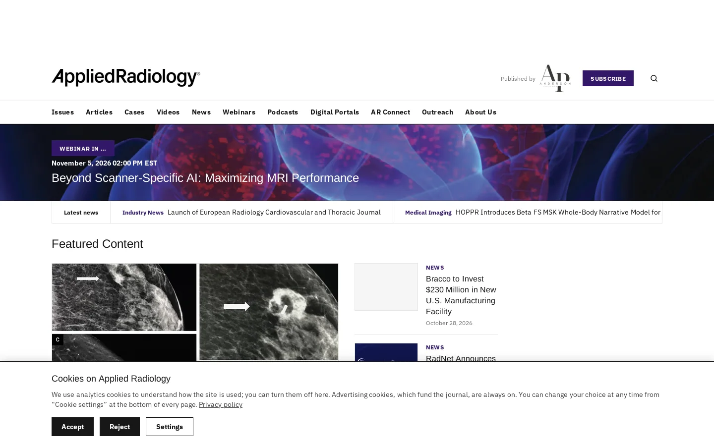 Applied Radiology Homepage screenshot