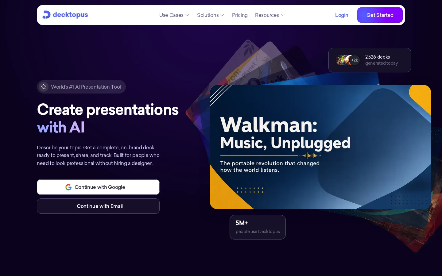 Decktopus AI Homepage screenshot