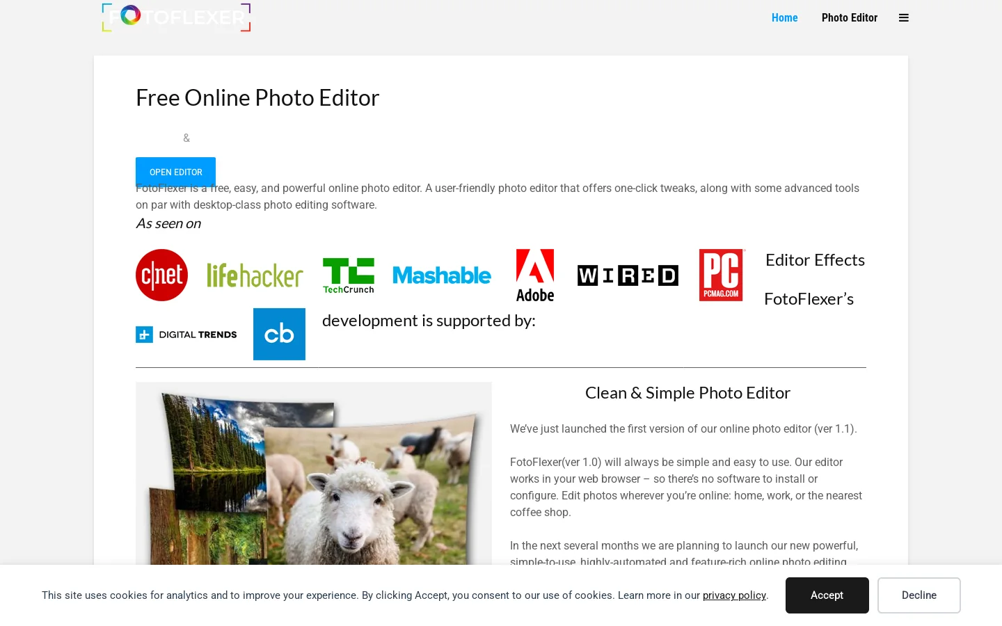 FotoFlexer Homepage screenshot