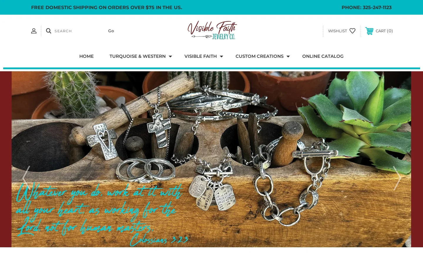 Visible Faith Jewelry Company Homepage screenshot