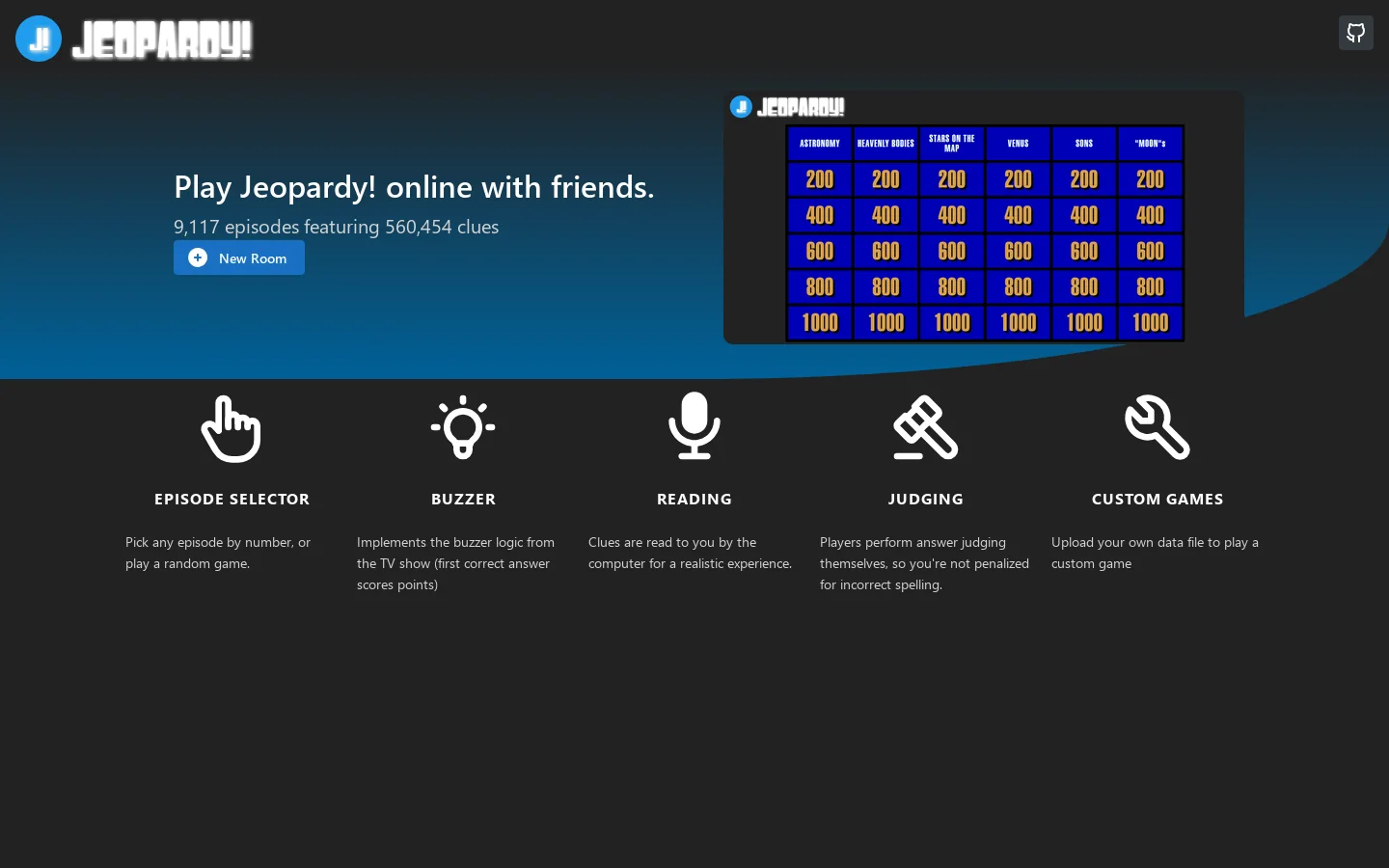 Jeopardy! Homepage screenshot