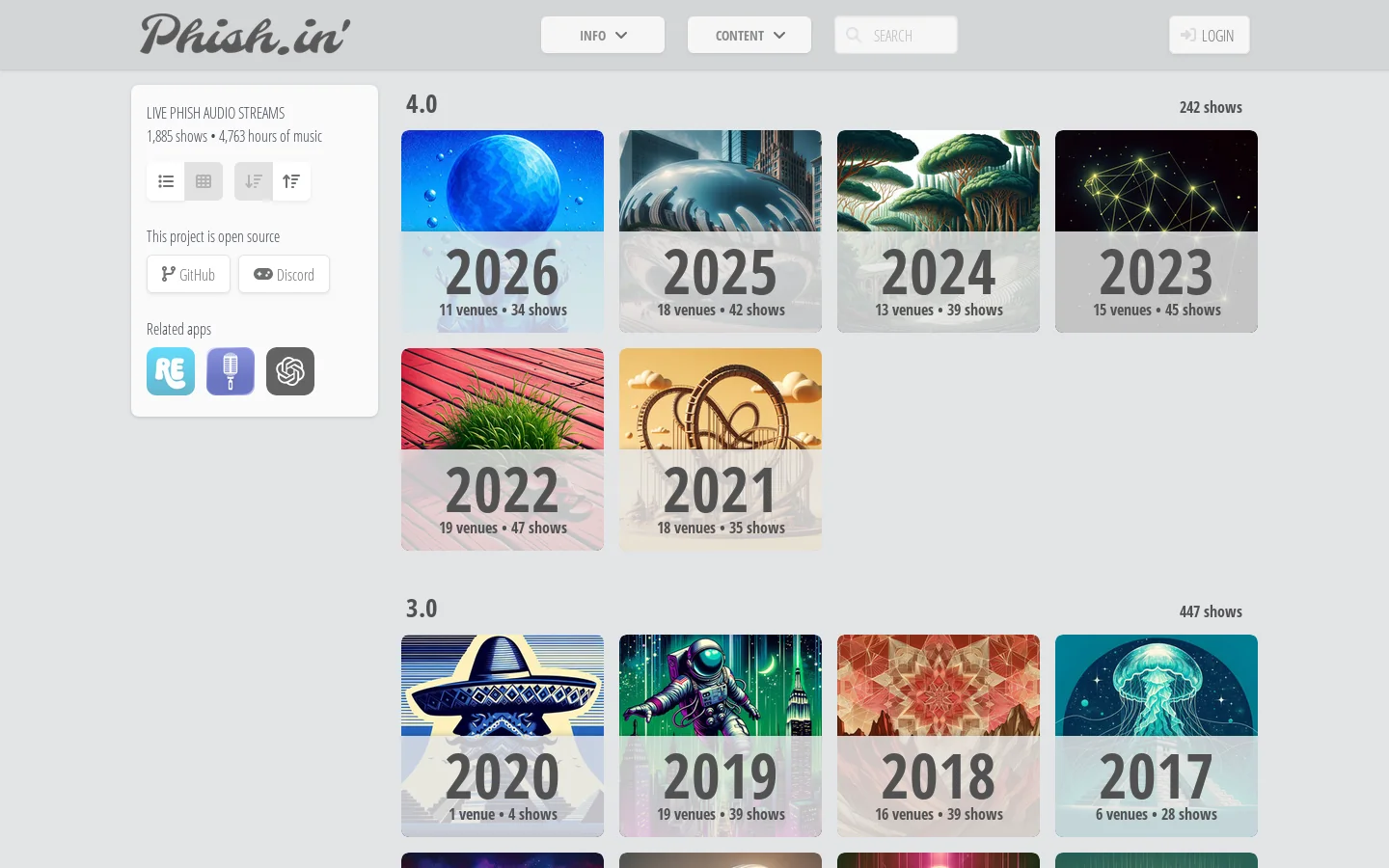 Phish.in Homepage screenshot