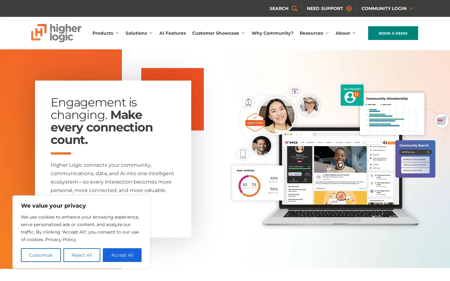 Higher Logic Vanilla Homepage screenshot