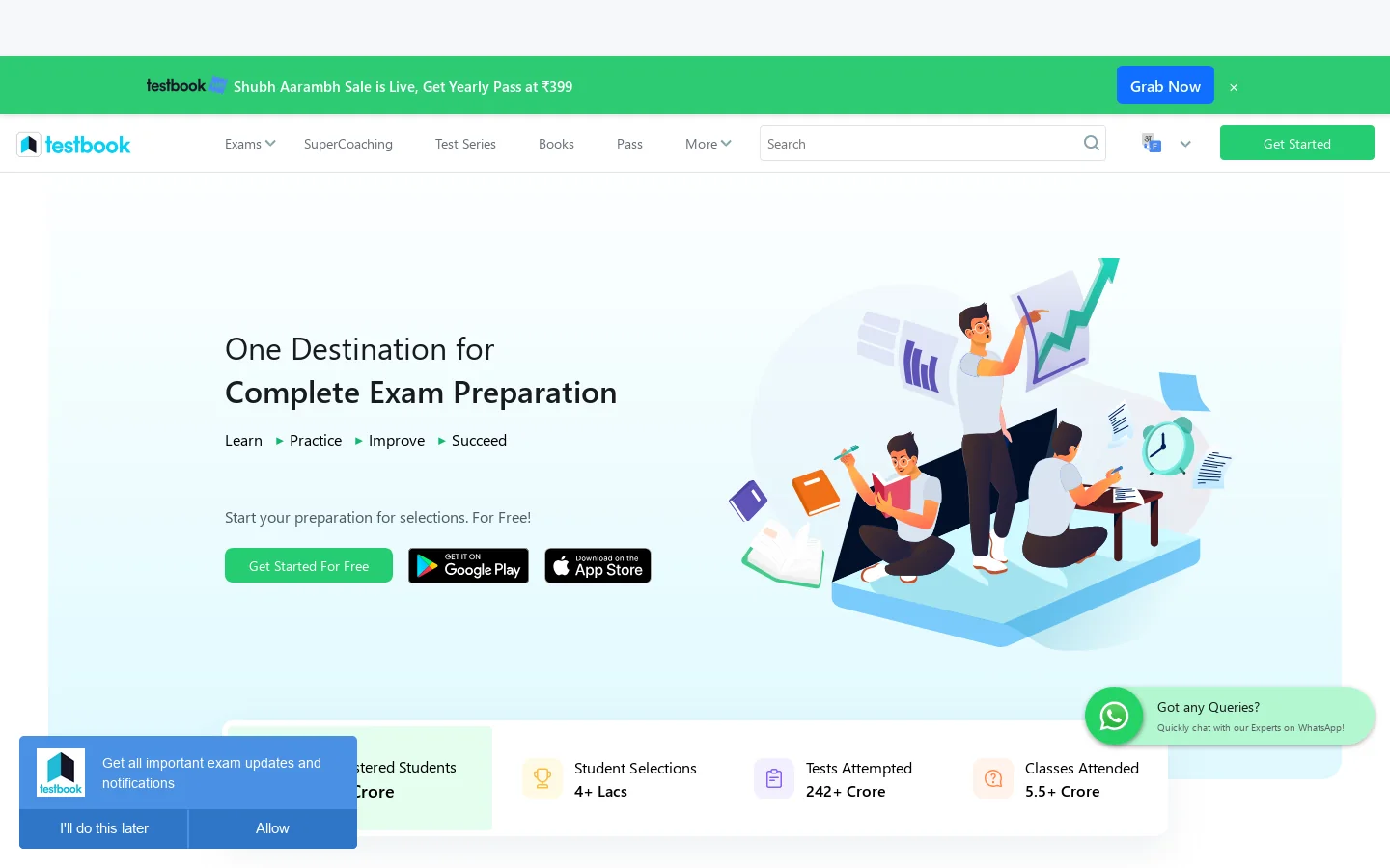 Testbook.com Homepage screenshot
