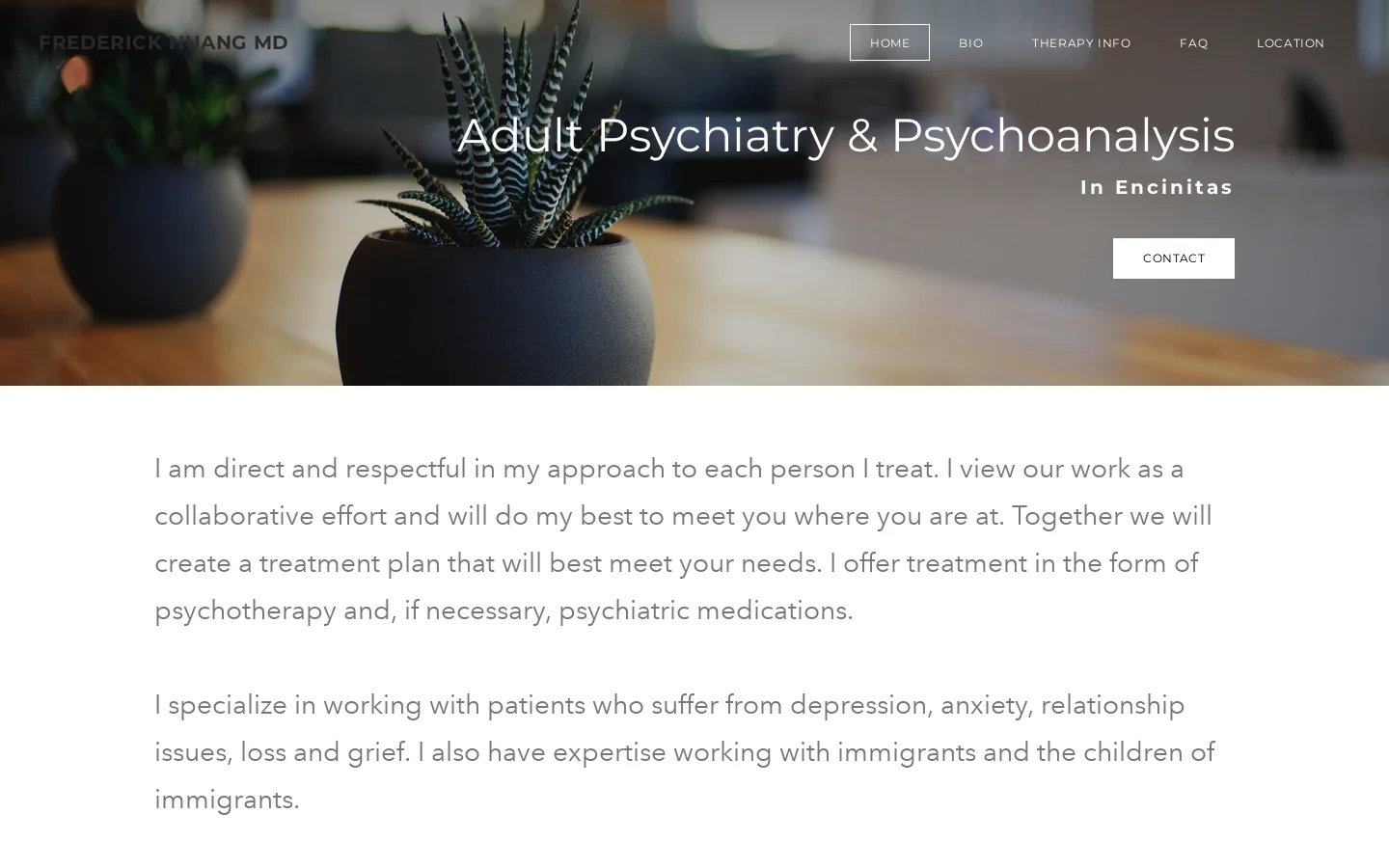 FREDERICK HUANG MD Homepage screenshot