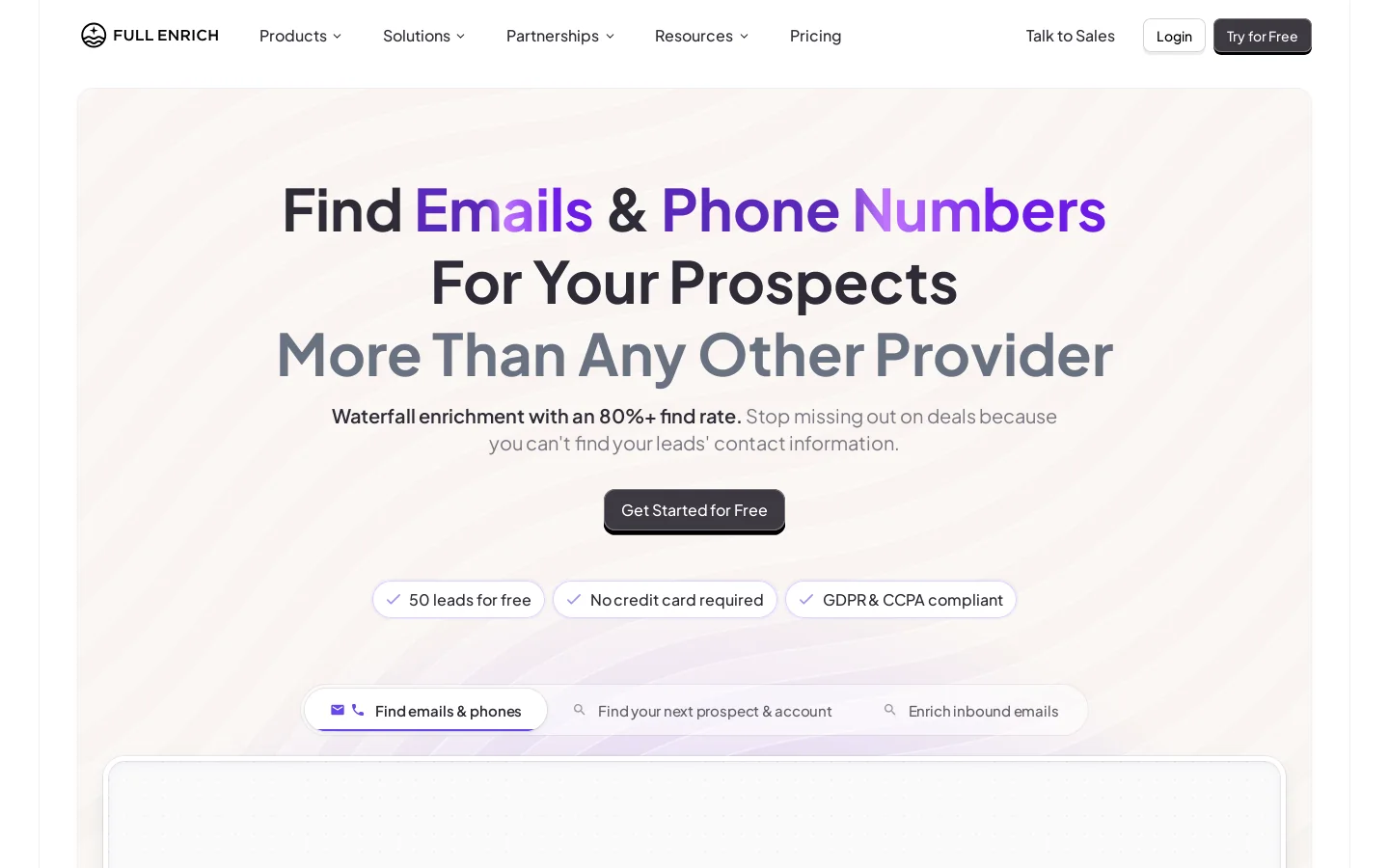 FullEnrich Homepage screenshot
