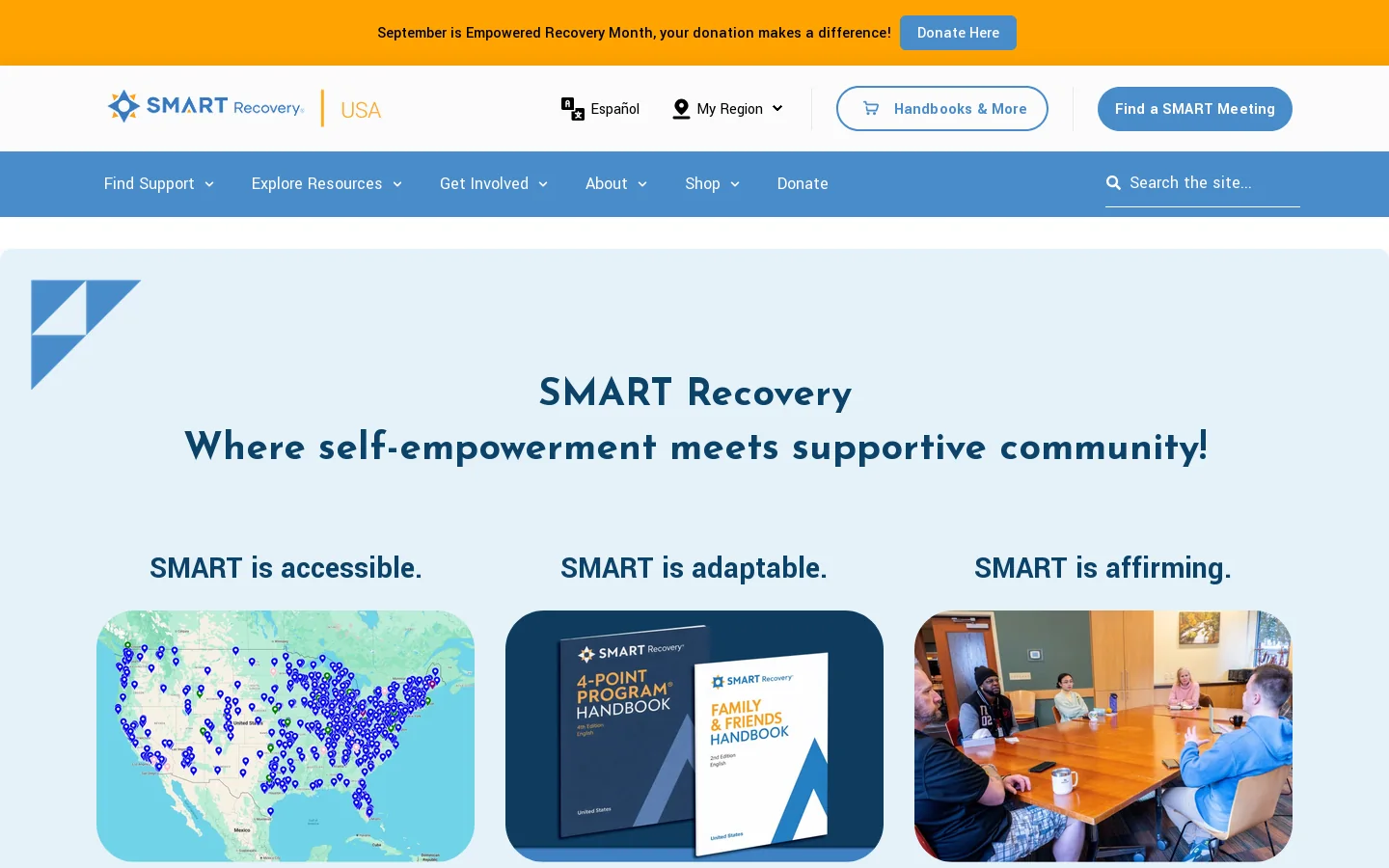 SMART Recovery Homepage screenshot