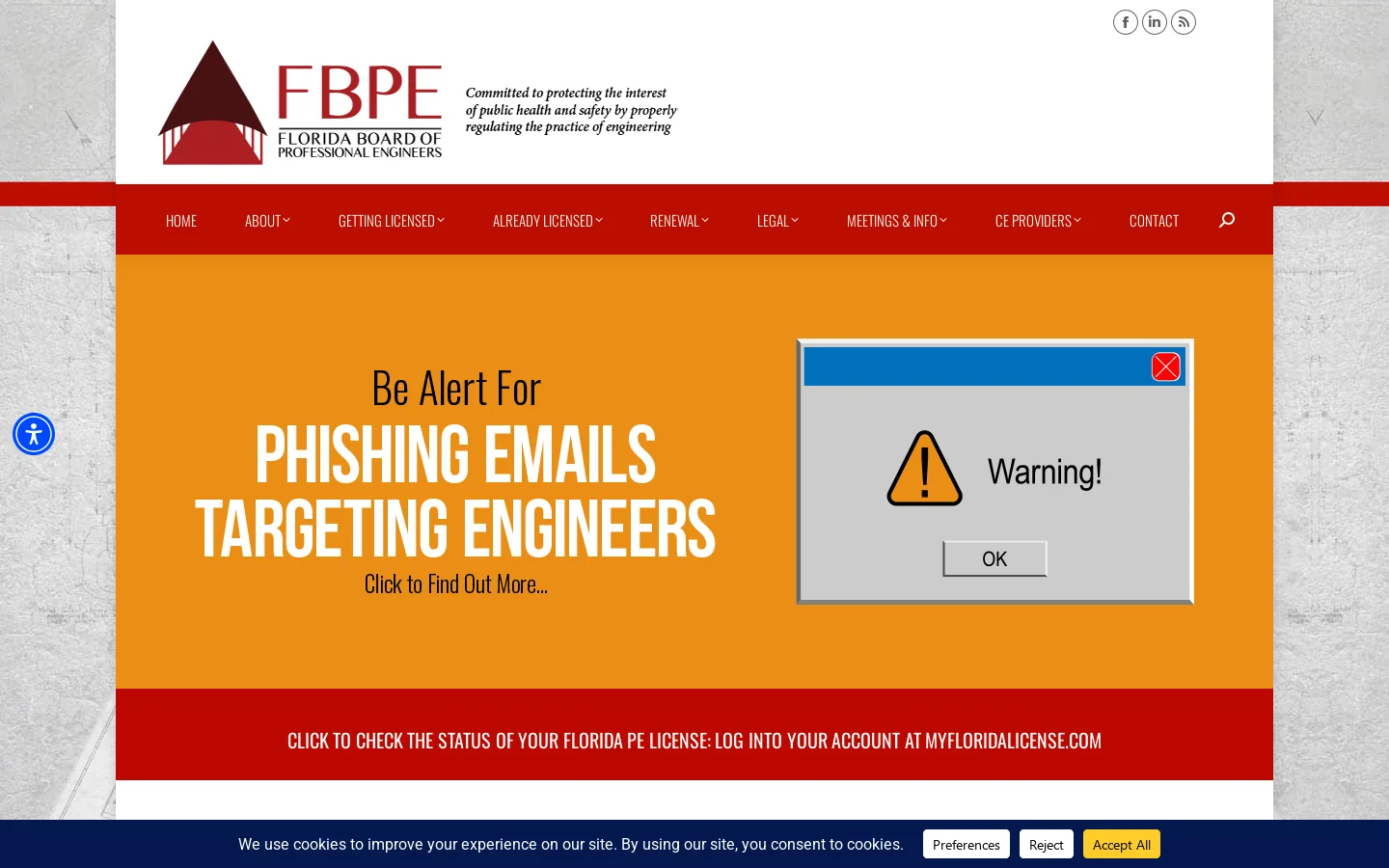 Home - Florida Board of Professional Engineers Homepage screenshot