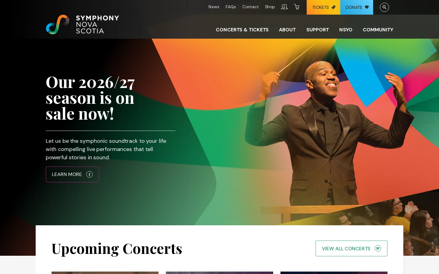 Symphony Nova Scotia Homepage screenshot