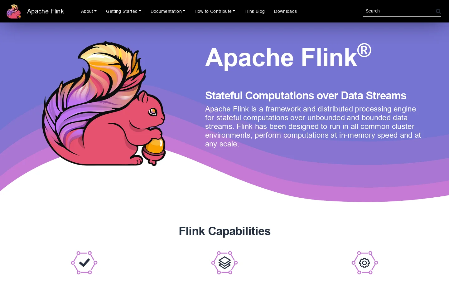Apache Flink® — Stateful Computations over Data Streams | Apache Flink Homepage screenshot