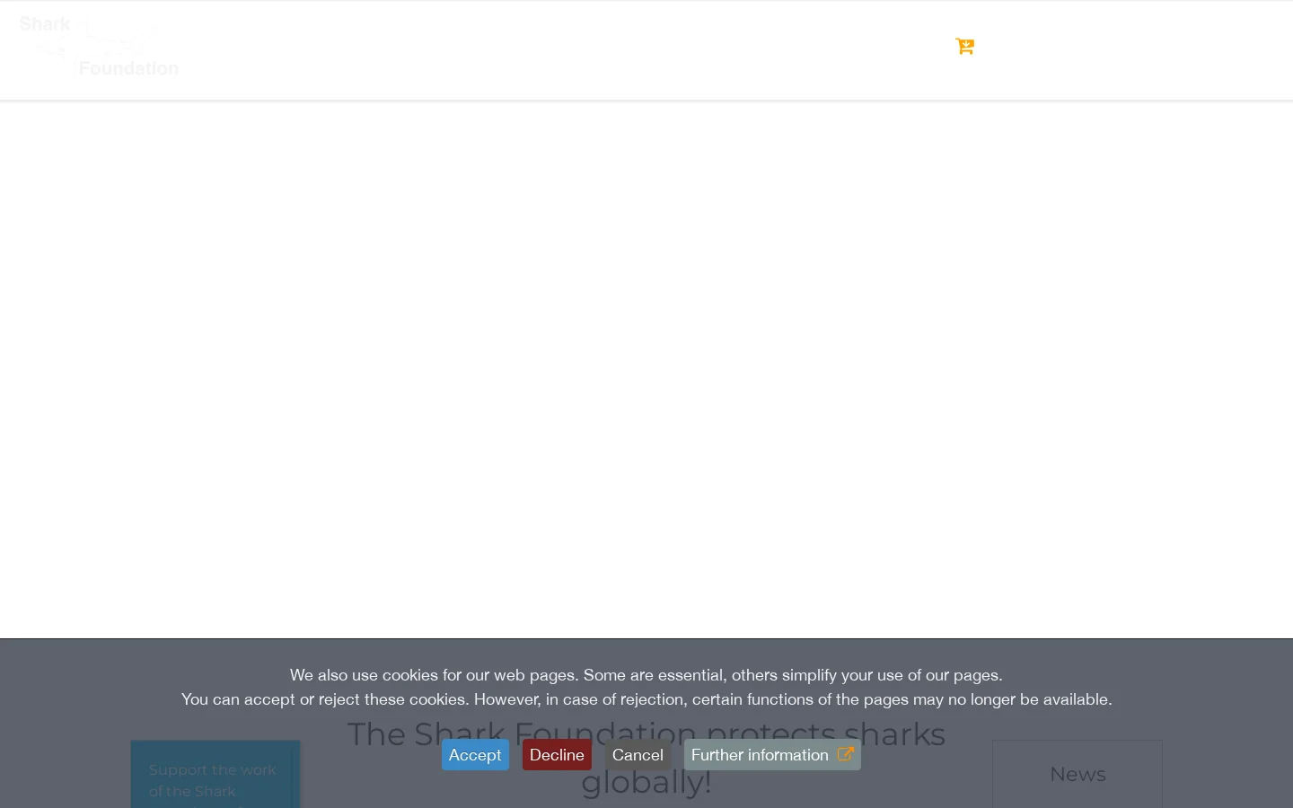 Global protection of endangered sharks! Homepage screenshot