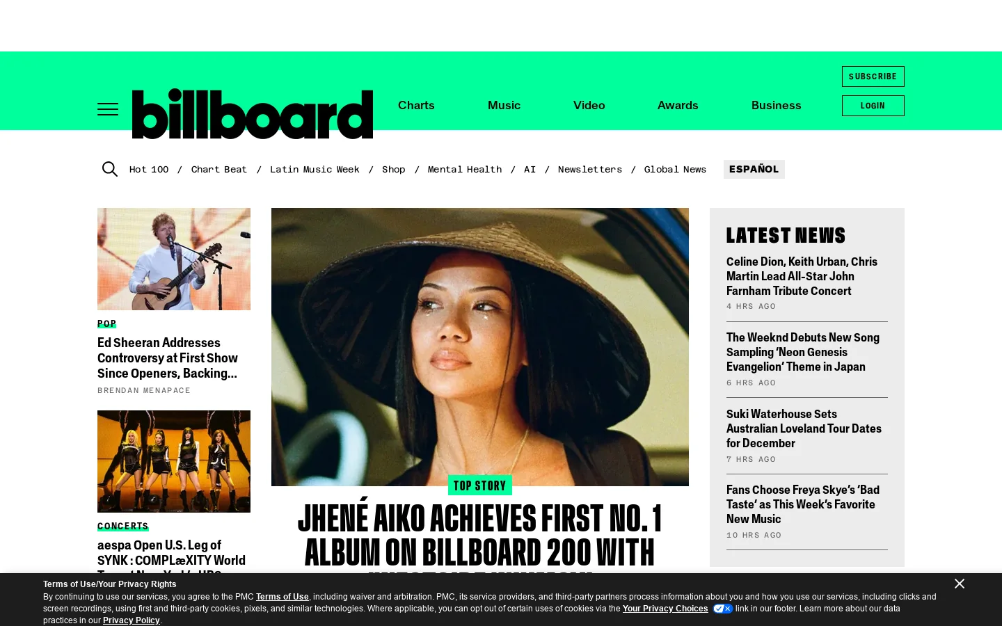 Billboard Homepage screenshot