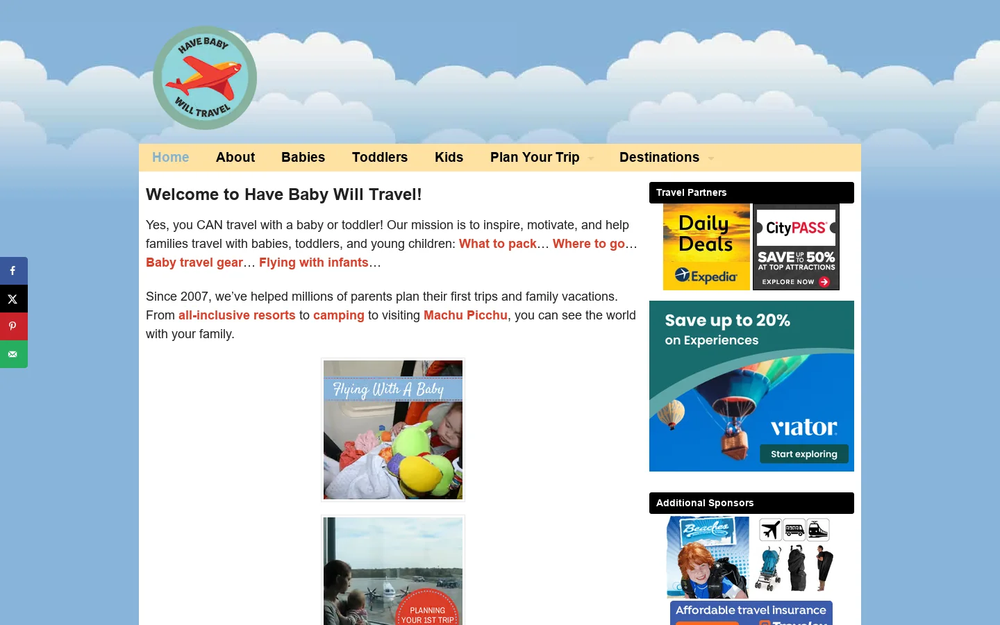 Have Baby Will Travel Homepage screenshot