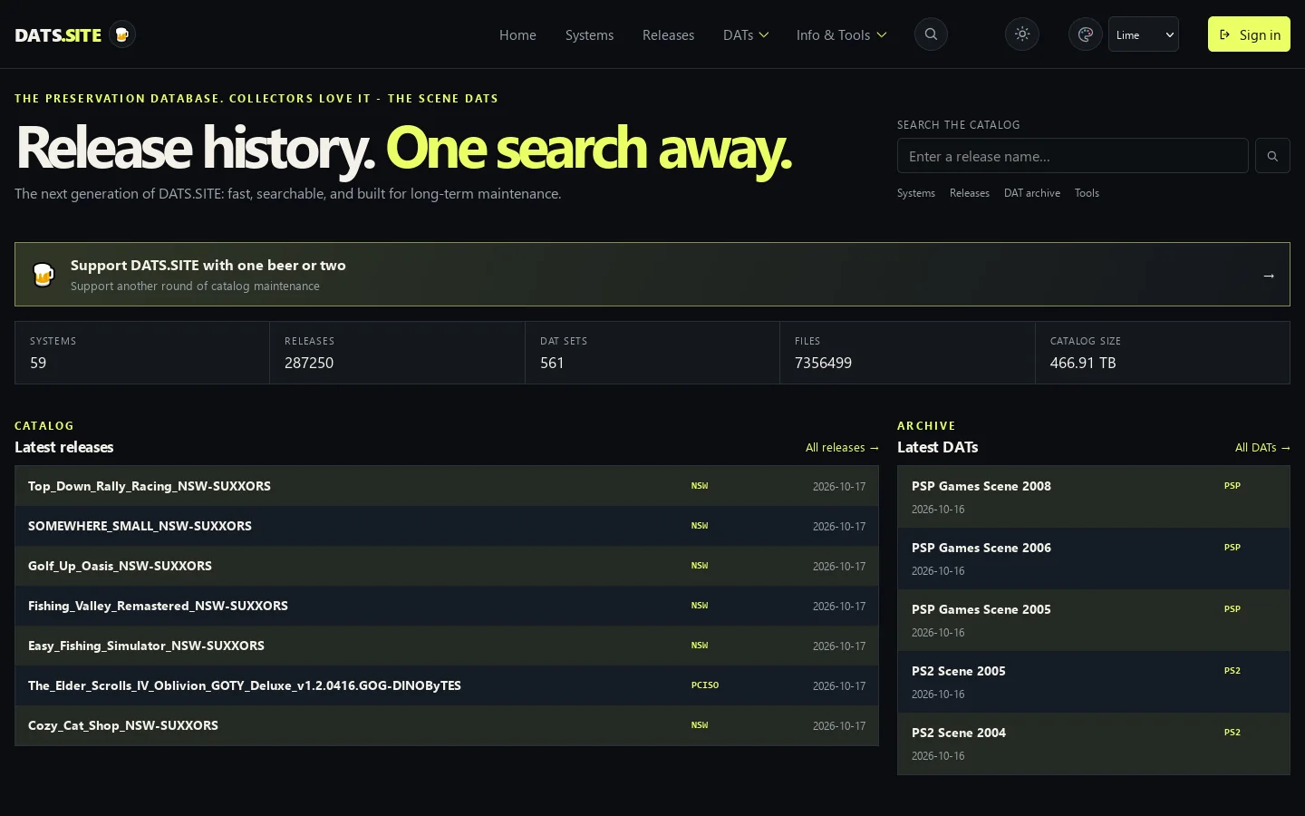 DATS.SITE Homepage screenshot