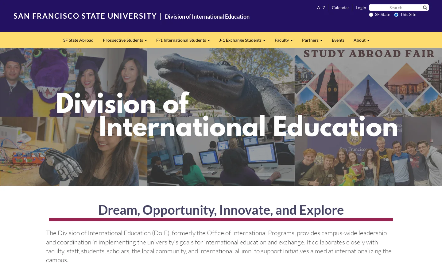 Division of International Education | San Francisco State University Homepage screenshot