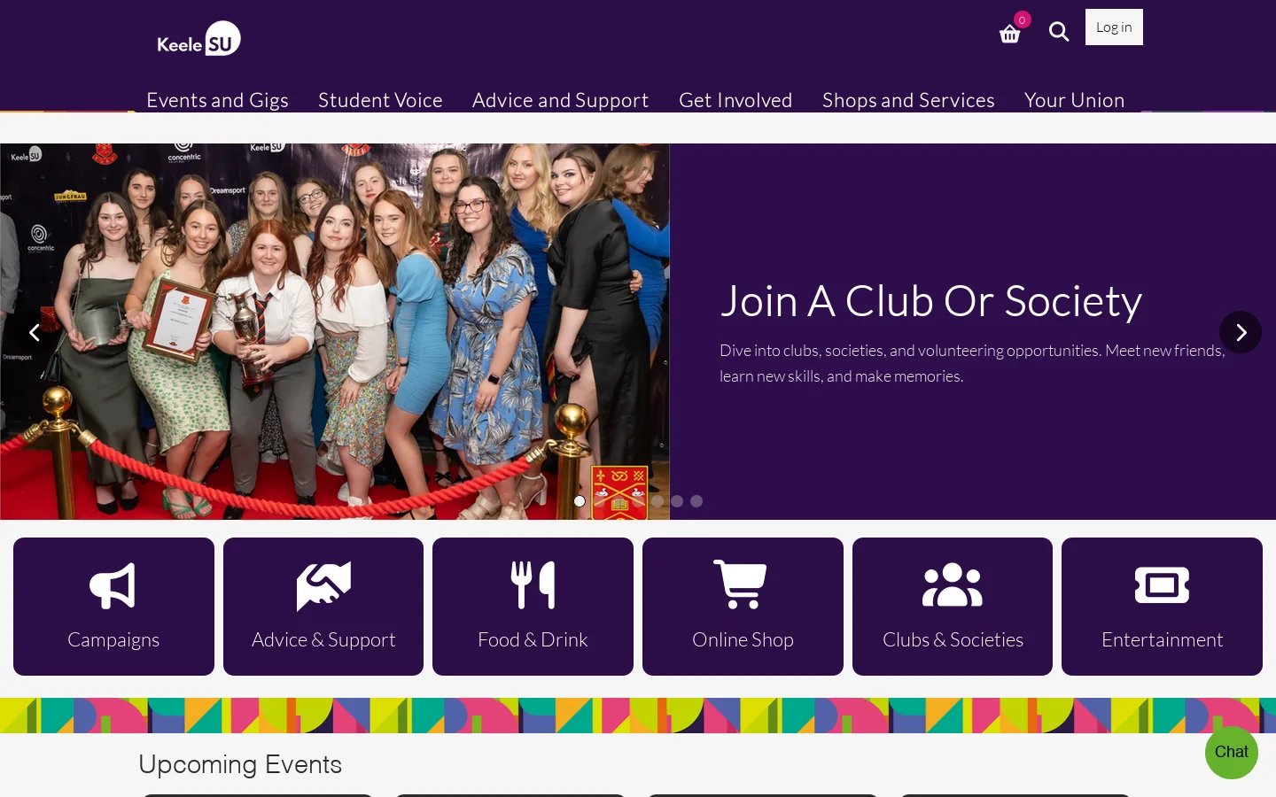 Keele SU Homepage screenshot